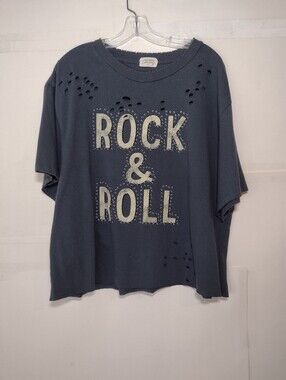 Refined Casuals Dark Gray Rock & Roll Studded Graphic Tee - Charcoal